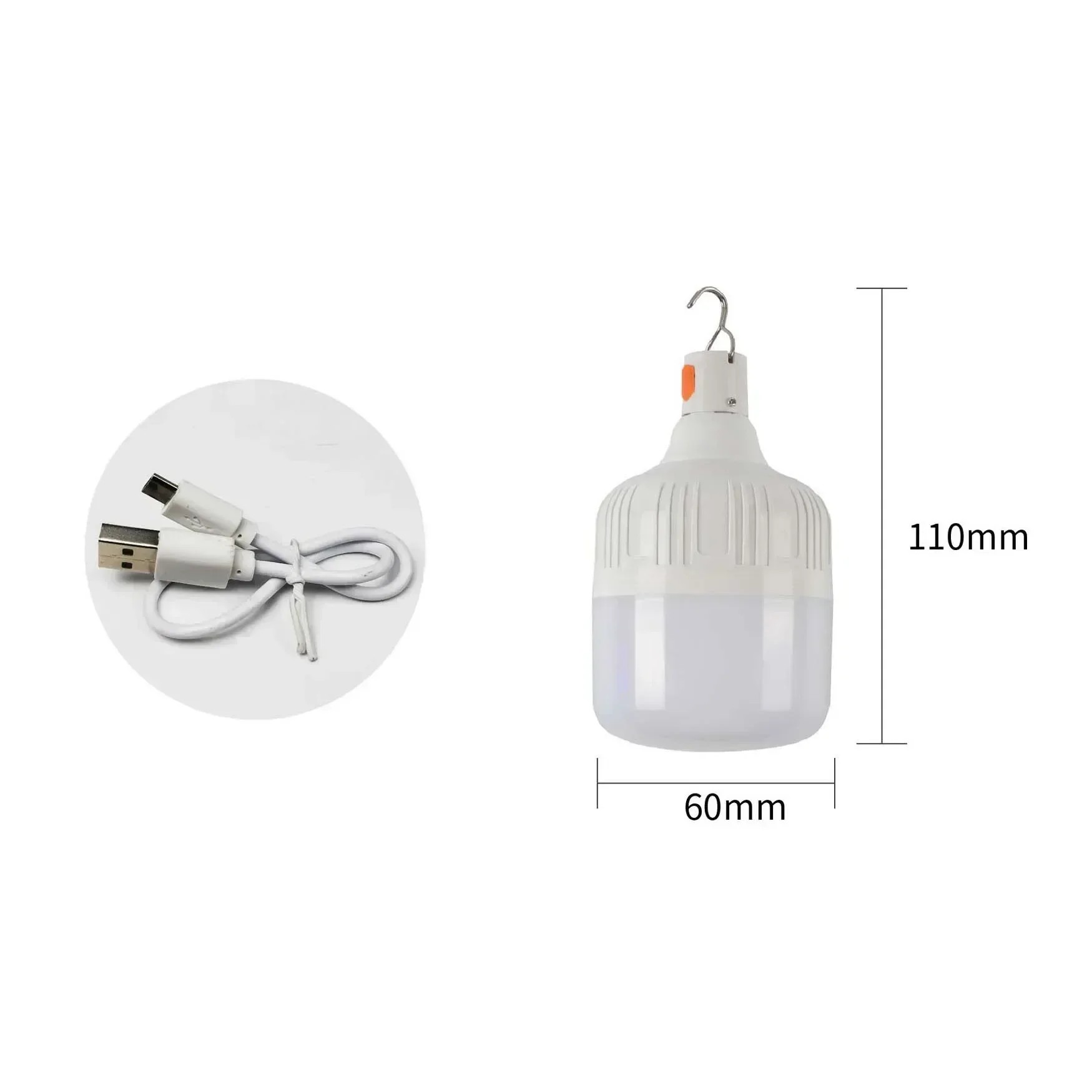 60W Emergency Light - Outdoor Camping Supplies EDC Outdoor USB Rechargeable LED Light Bulb Lantern for Hiking, Sports, and Entertainment