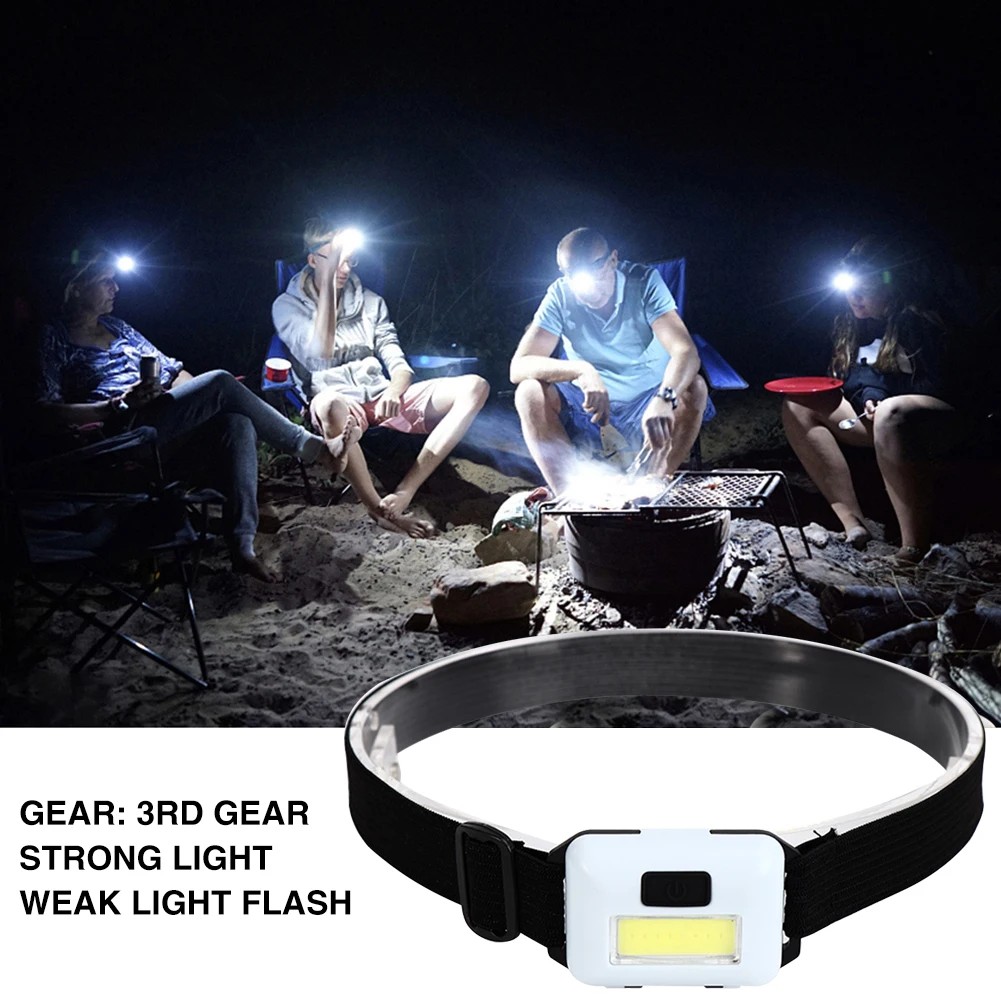 Mini 3W COB LED Headlight - 3 Modes Waterproof Headlamp Flashlight Torch for Outdoor Camping and Night Fishing