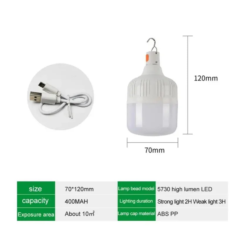 USB Rechargeable LED Emergency Light - 60W Outdoor Camping Equipment for BBQ, Hiking, Sports, and Entertainment