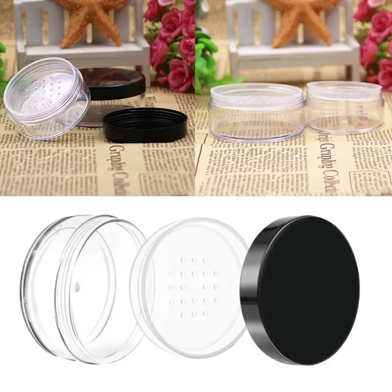 2pcs Black Matte 50g Plastic Loose Powder Jar