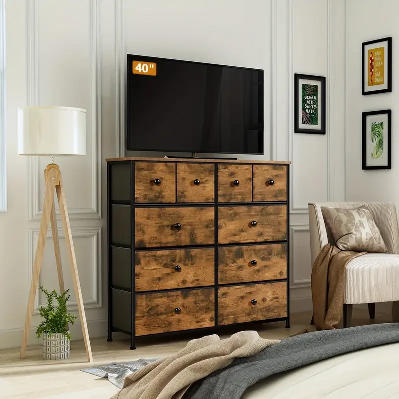 10 Fabric Drawers Drawer Cabinet Organizer Furniture  Versatile Storage for Kitchen, Office, Hallway, and TV Cabinet