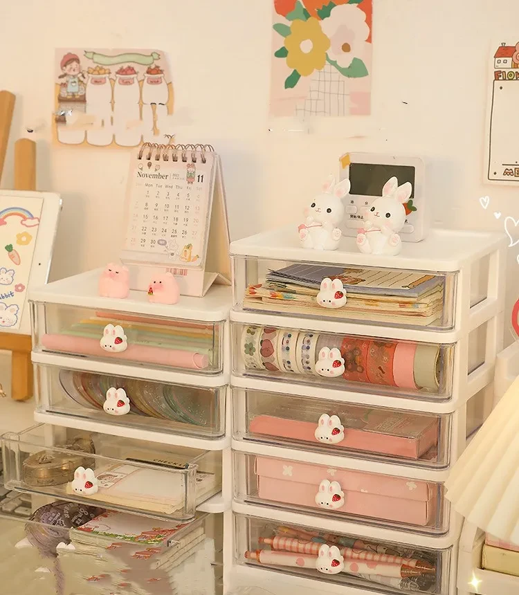 Desktop Transparent Drawer Storage Box Hand Ledger Stationery Shelf
