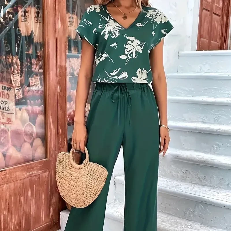 Women's Casual Printed Fashion Two-piece Suit