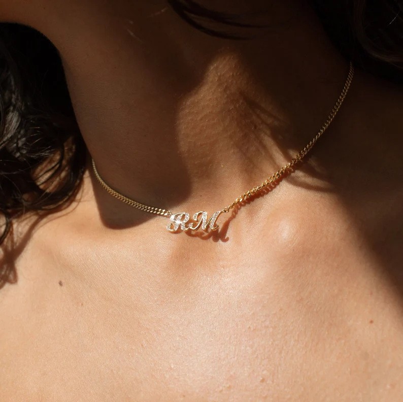Fashionable Zircon English Letter Pendant Necklace