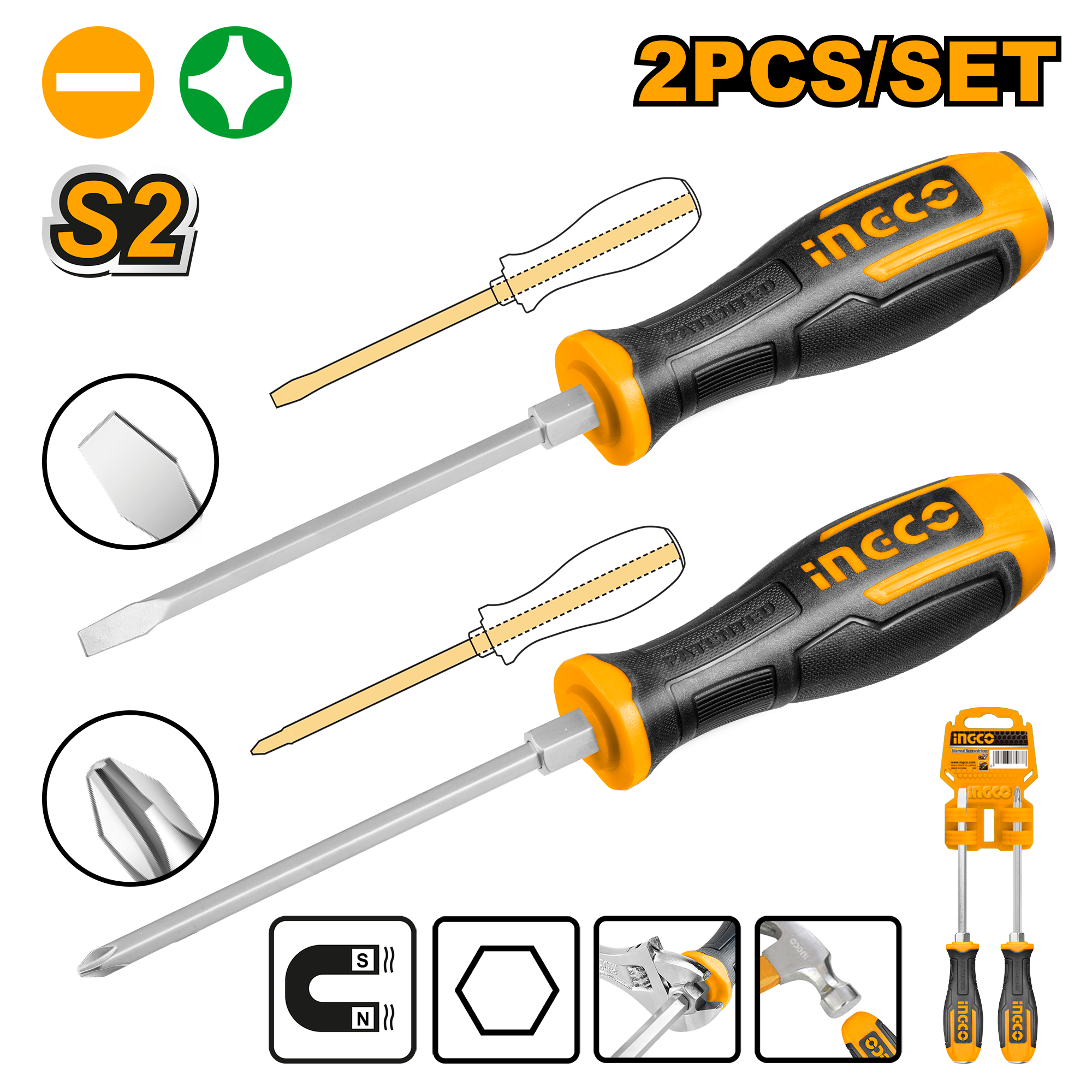 Go-through screwdriver set