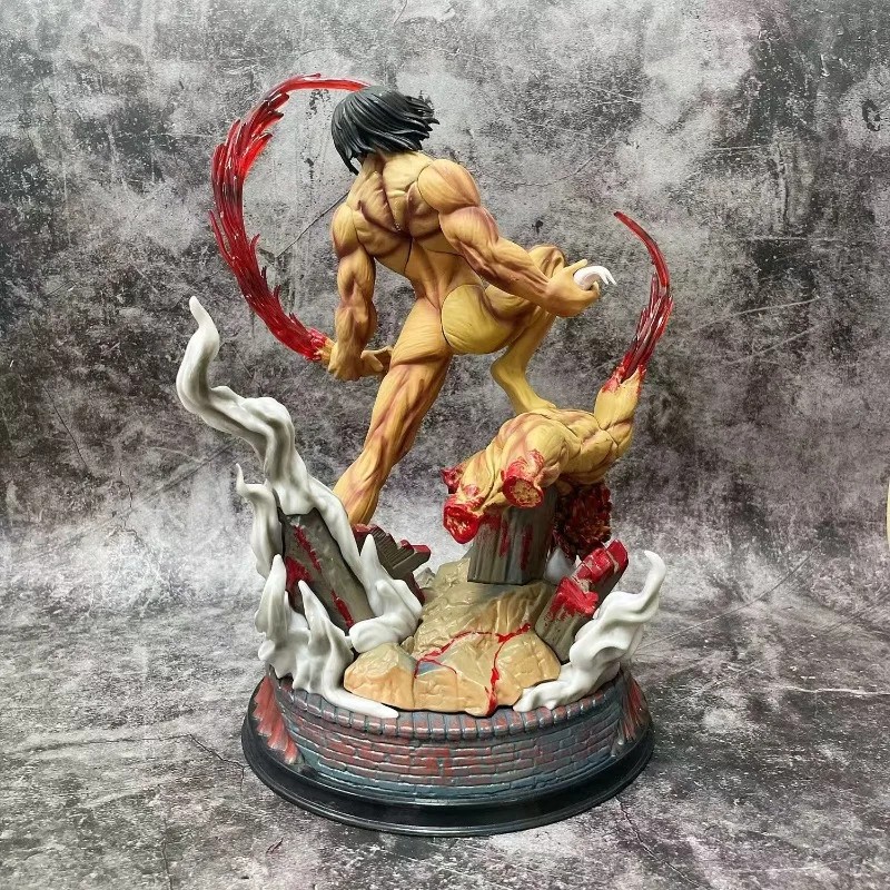 Attack on Titan Eren Jaeger Anime Peripheral Battle Form Desktop Decoration Chassis Model Ornaments