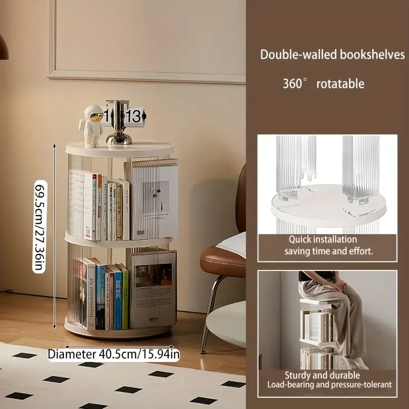 2-Tier 360 Rotating Bookshelf