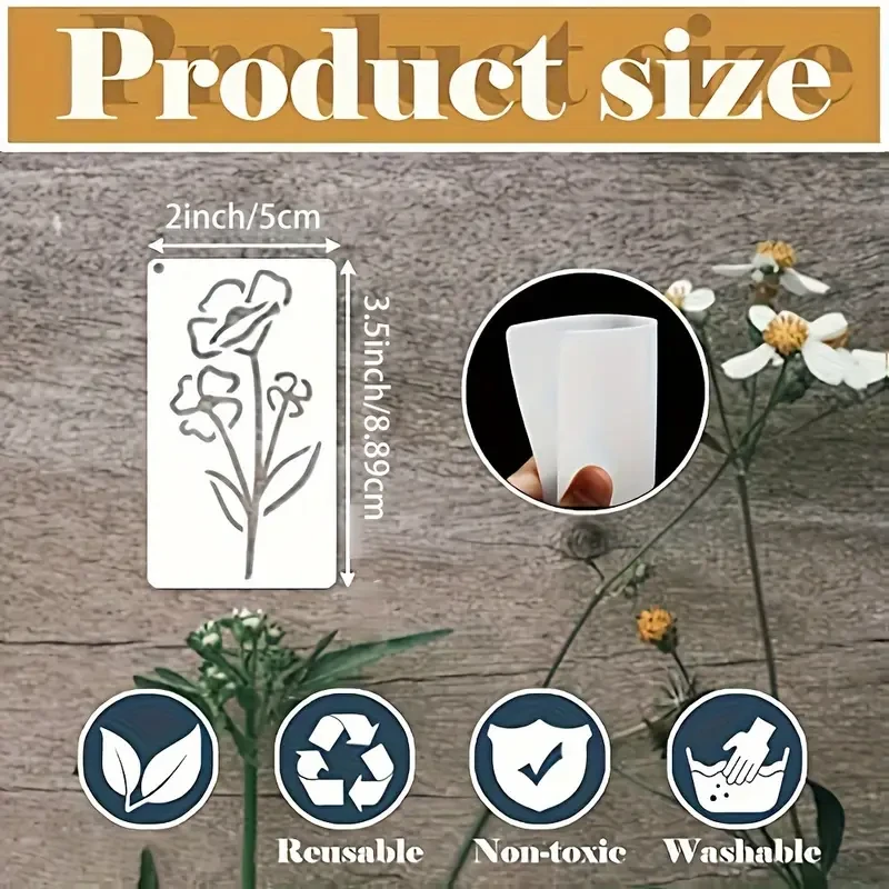 Set of 50 Wildflower & Botanical Flower Stencils