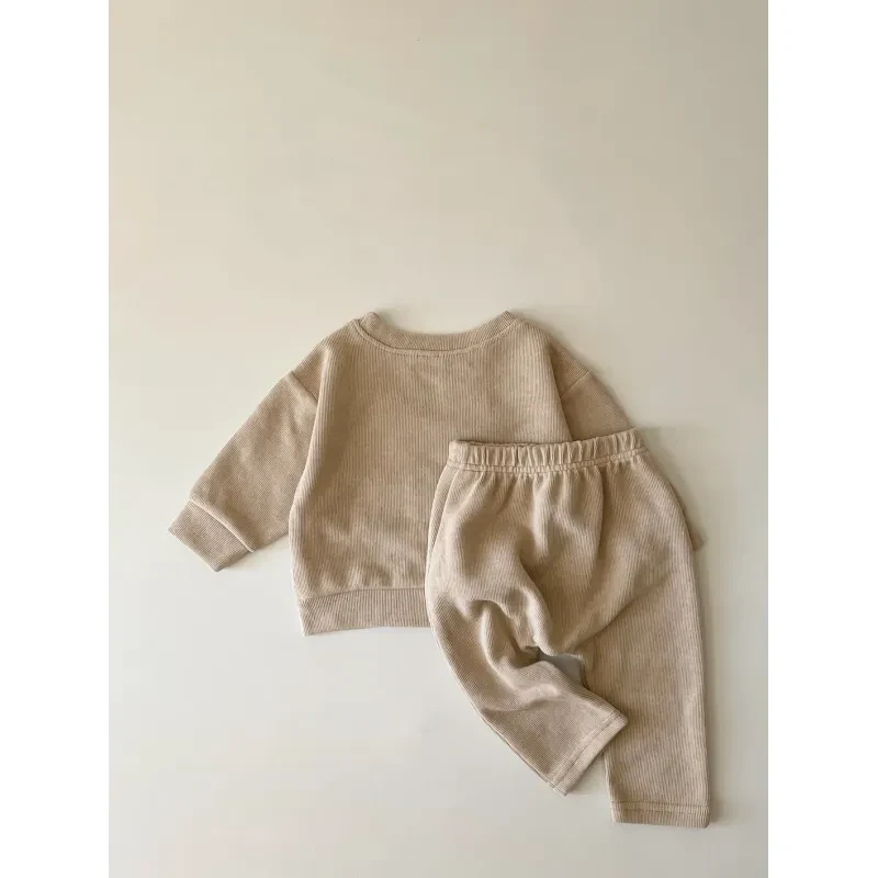 Spring And Autumn Newborn Alphabet Embroidery Baby Long Sleeve Two-piece Suit