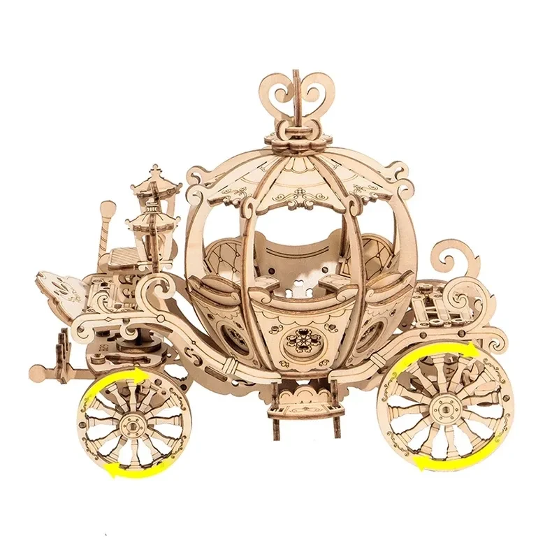 Robotime Pumpkin Cart Model 3D Wooden Puzzle Games Assembly Toys For Children Kids Girls Birthday Christmas Gift Dropshipping