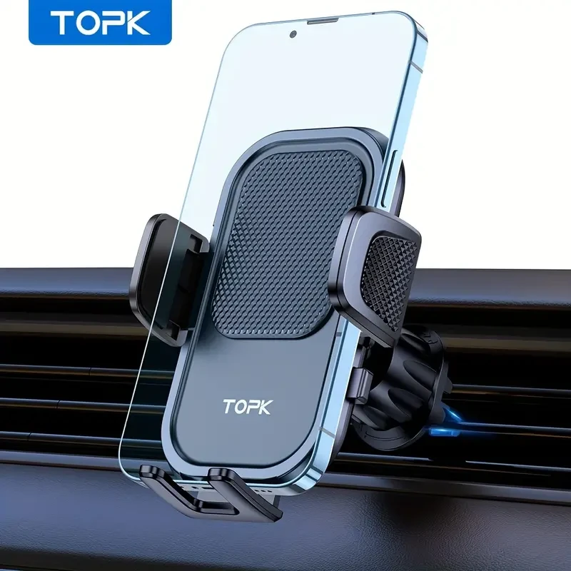 Car Phone Holder Mount - TOPK 360 Rotation Phone Mount with Hook Clip for Car Air Vent