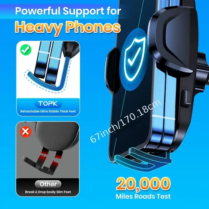 Car Phone Holder Mount - TOPK 360 Rotation Phone Mount with Hook Clip for Car Air Vent