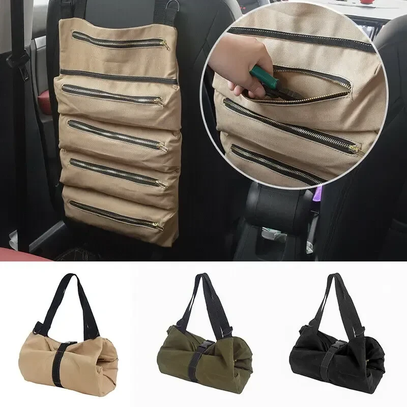 Multifunctional roll up hanging canvas storage bag