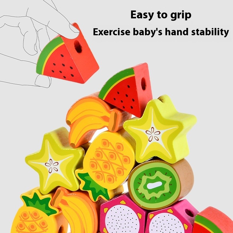 Hedgehog Fruit Balance Building Blocks Cartoon Heap Tower Jenga Large Particle Fruit Cognition Beaded Educational Toys