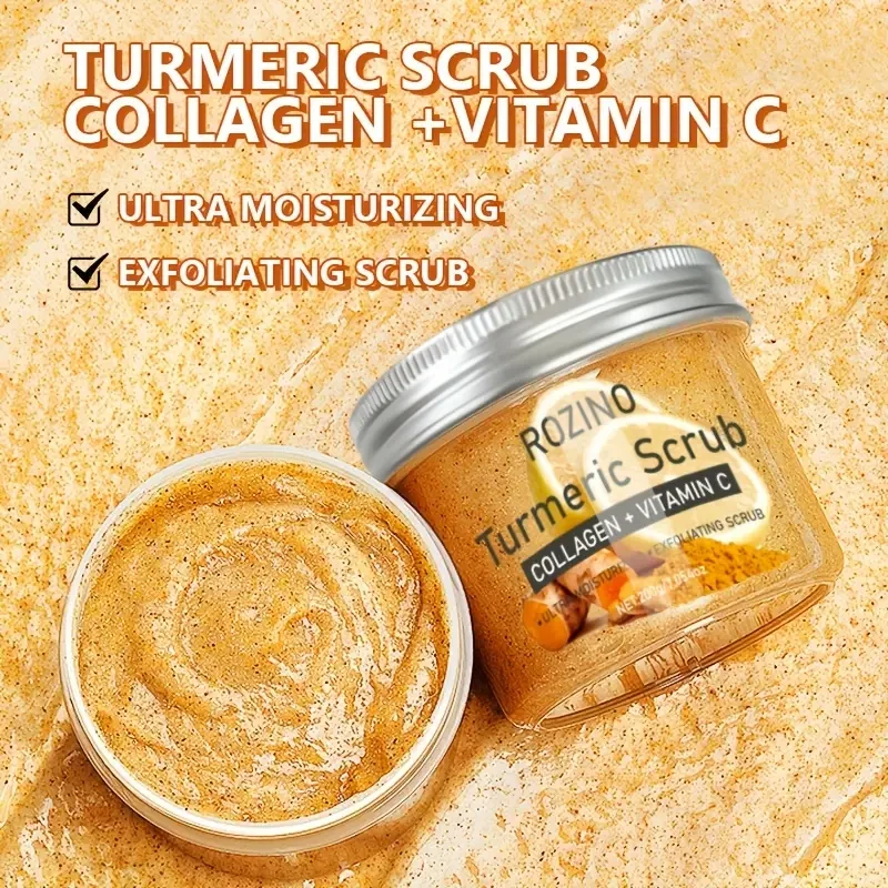ROZINO Turmeric Glow Scrub With Collagen, Vitamin C & Sea Salt Exfoliator