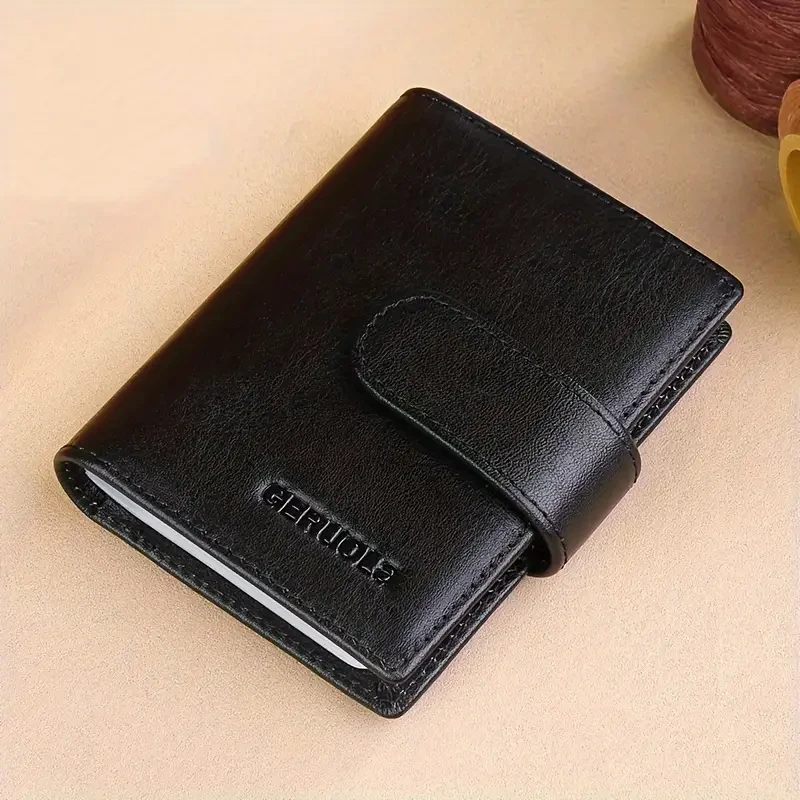 1pc Men's Retro Fashion Top Layer Cowhide Card Case Durable Driving License Case, Casual Portable Coins Purse, Large Capacity Card Holder with Multiple Card Slots & ID Window