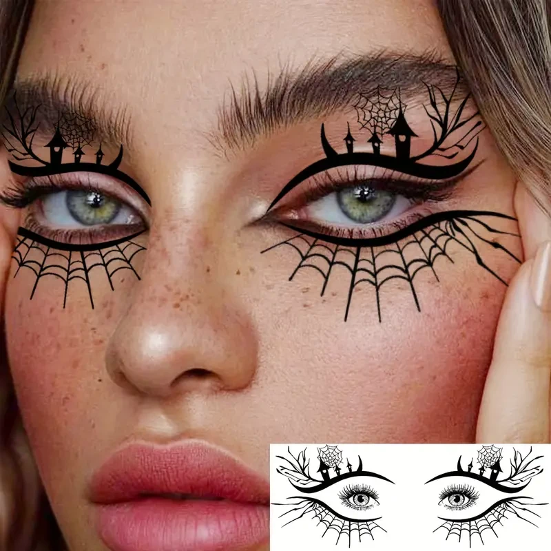 10 Sheets Around Eye Corner Eyelid Temporary Tattoos  Realistic Fake Eye Tattoo Stickers for Women & Men, Long-Lasting Halloween Witch Makeup