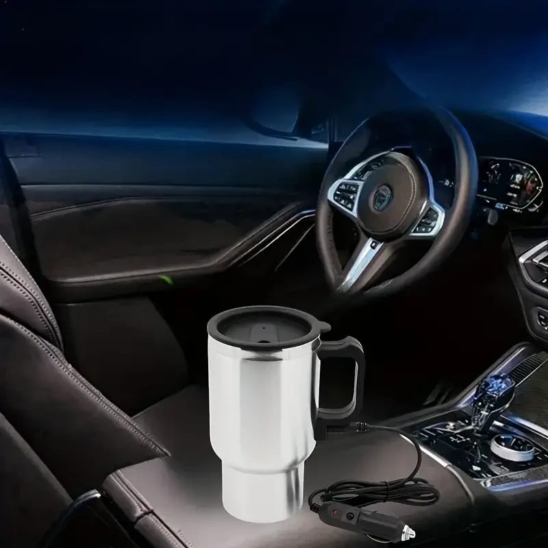 Travel-Ready Car Electric Heating Cup - Stainless Steel, Spill-Proof, Quick Heat & Insulate Beverage Mug for Commuters
