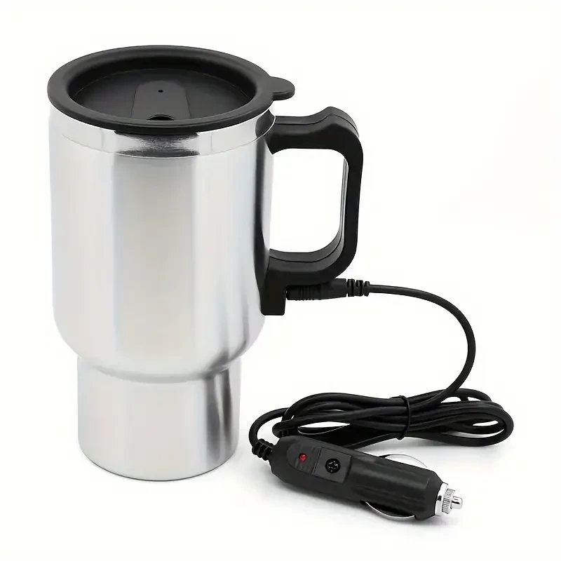 Travel-Ready Car Electric Heating Cup - Stainless Steel, Spill-Proof, Quick Heat & Insulate Beverage Mug for Commuters