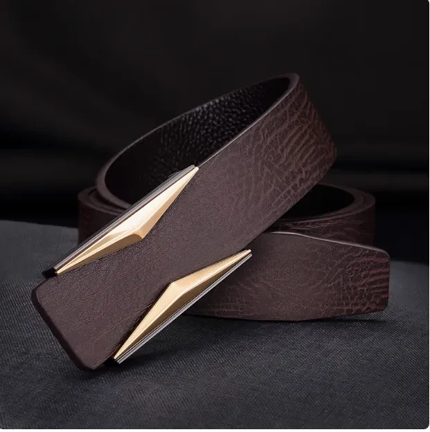 Simple And Elegant Belt Men's Middle-aged Korean Style Smooth Buckle