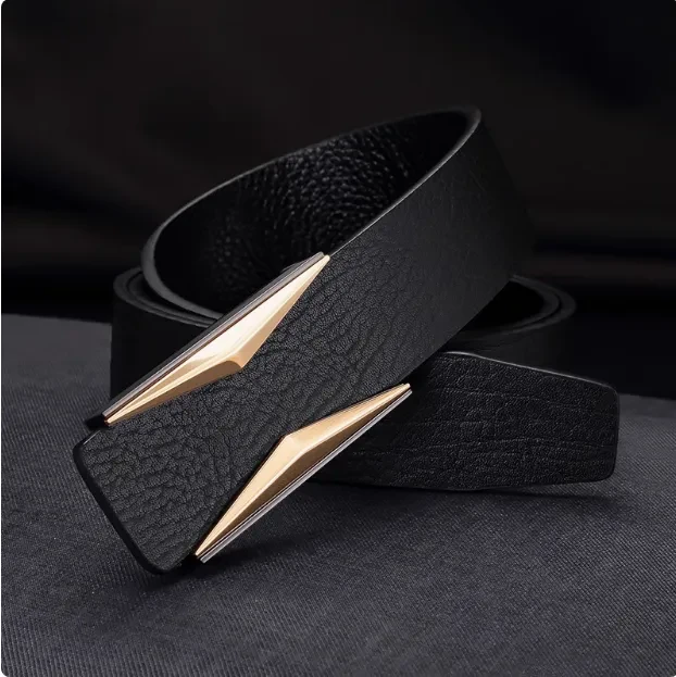 Simple And Elegant Belt Men's Middle-aged Korean Style Smooth Buckle