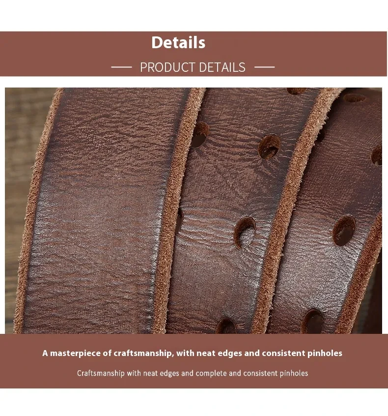 Men's Casual Retro Free Pin Punch First Layer Cowhide Lazy Belt