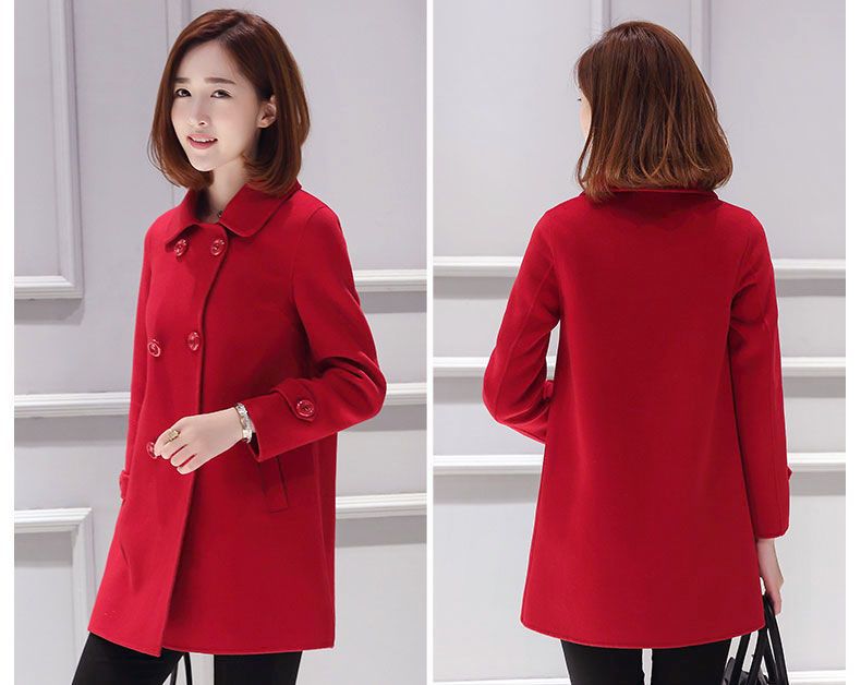 Wool Mid-length Korean Style Slim Fit Slimming And Fashionable Woolen Women's Overcoat