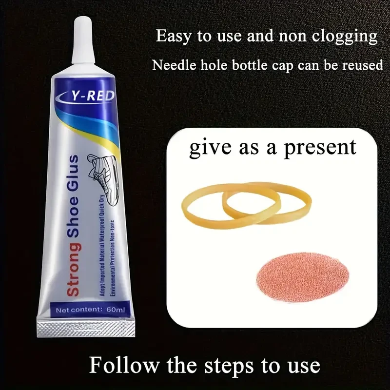 Upgraded 60ml Waterproof Shoe Glue - Strong Adhesive for Repairing Leather Shoes, Sports Shoes, and Sneakers
