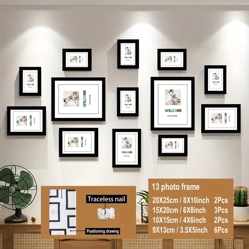 Combination of 13 Wooden Photo Frames