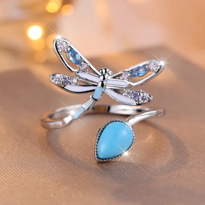 Colorful Dragonfly Open Adjustable Size Ring: A Fresh, Boho Style Statement