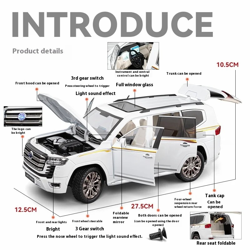 1:18 Toyota Land Cruiser LC300 SUV Alloy Car Diecast Model