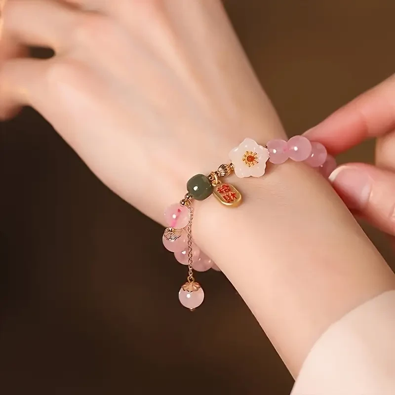 Fashionable Pink Cherry Blossom Glass Bracelet: A Blossom of Style and Elegance