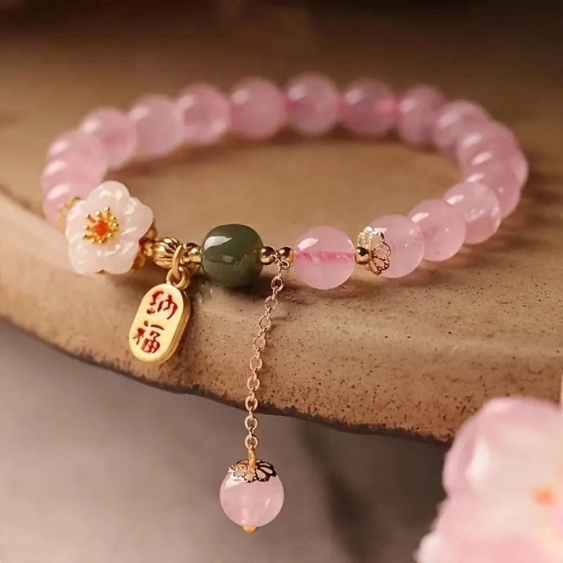 Fashionable Pink Cherry Blossom Glass Bracelet: A Blossom of Style and Elegance