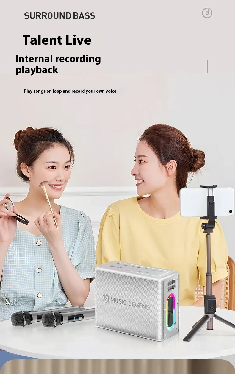 High-power Outdoor Karaoke Bluetooth Audio Mobile Karaoke With Microphone Sound Card