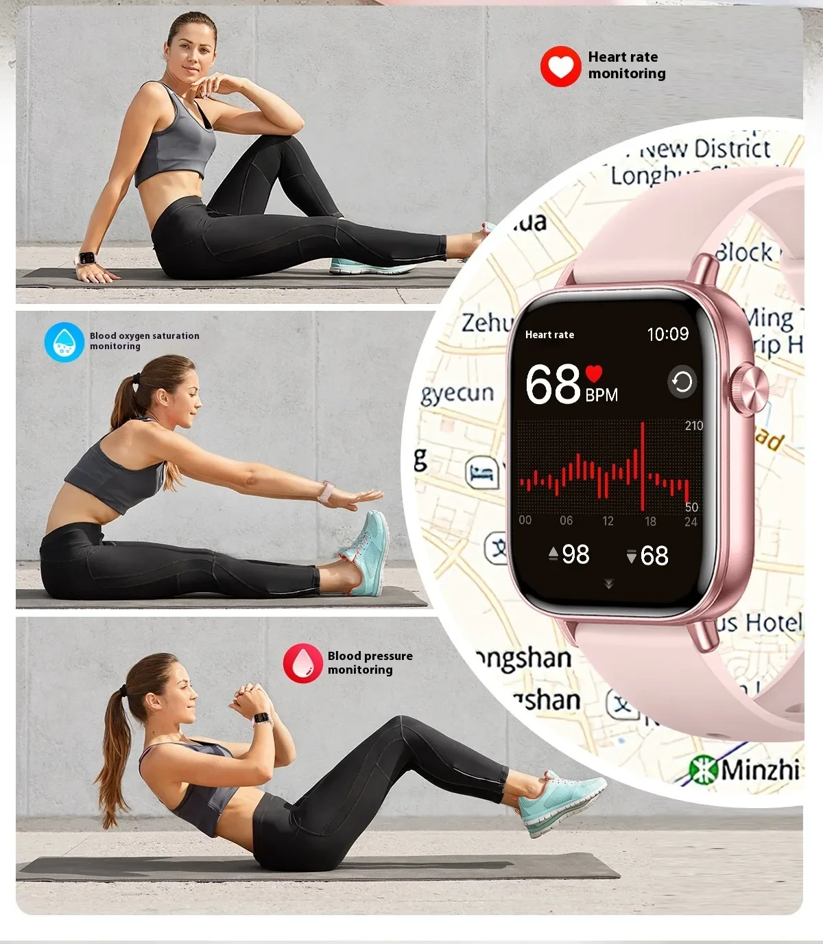 Smart Watch Mobile Pedometer Heart Rate Monitoring Bluetooth Calling 169 Touch Display Smart Bracelet