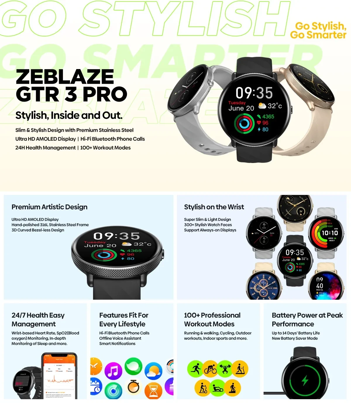 Fitness Sports Display 316L Stainless Steel Women's Smart Watch