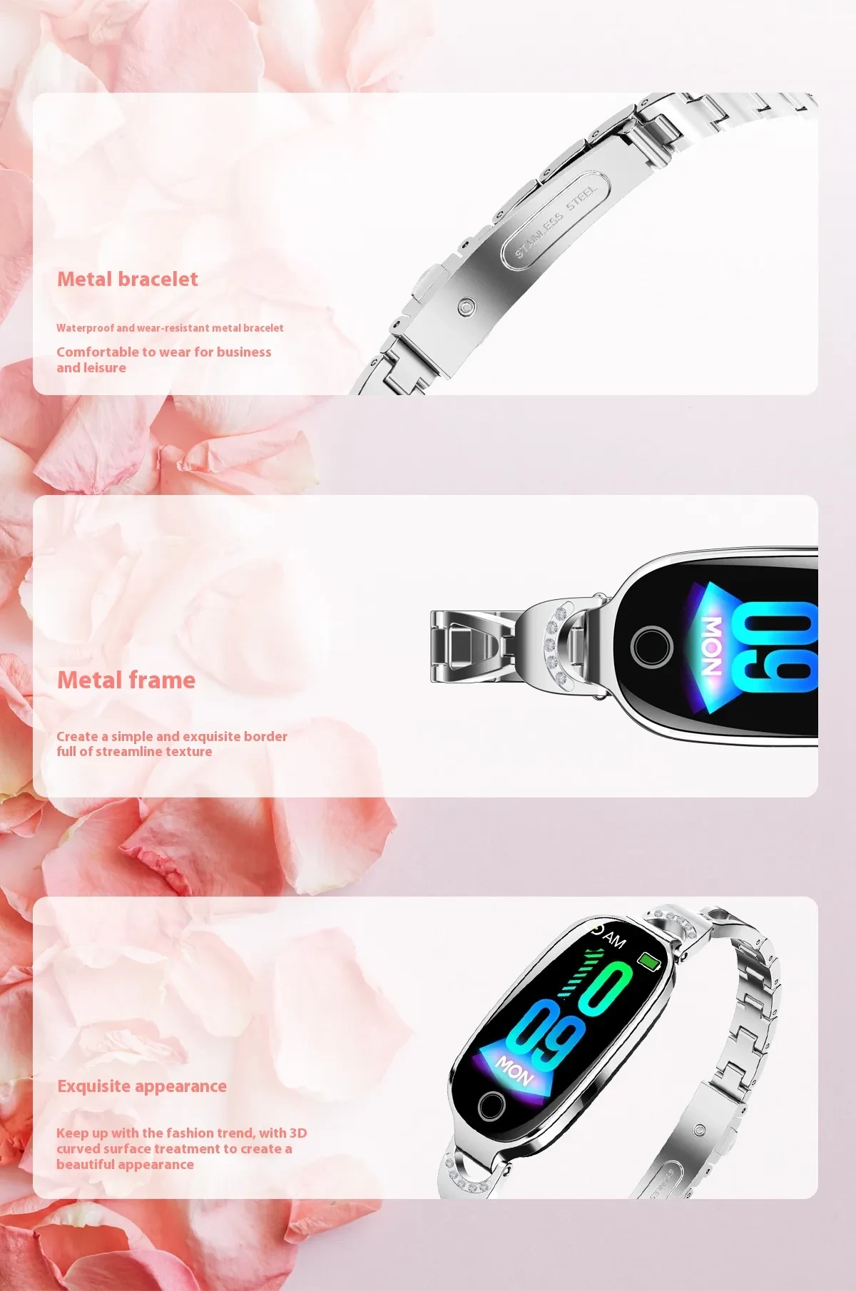 Women's Smart Watch Non-invasive Blood Glucose Menstrual Reminder