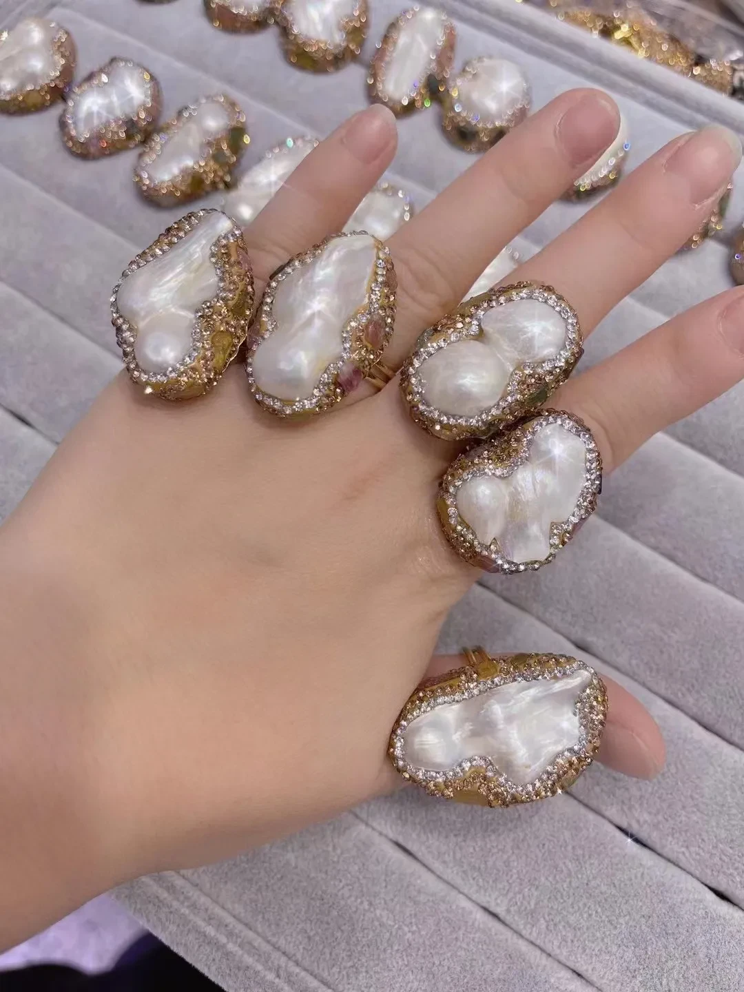 Pearl Necklace Ring Suit Bride Ornament