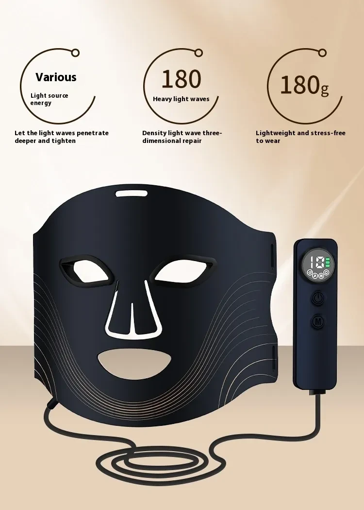 Infrared Photon Beauty Apparatus Colorful LED Household Silicone Portable Beauty Mask Breathable