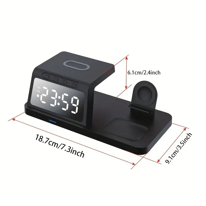 15W Multi-Function Wireless Charger with Clock & TWS Charging
