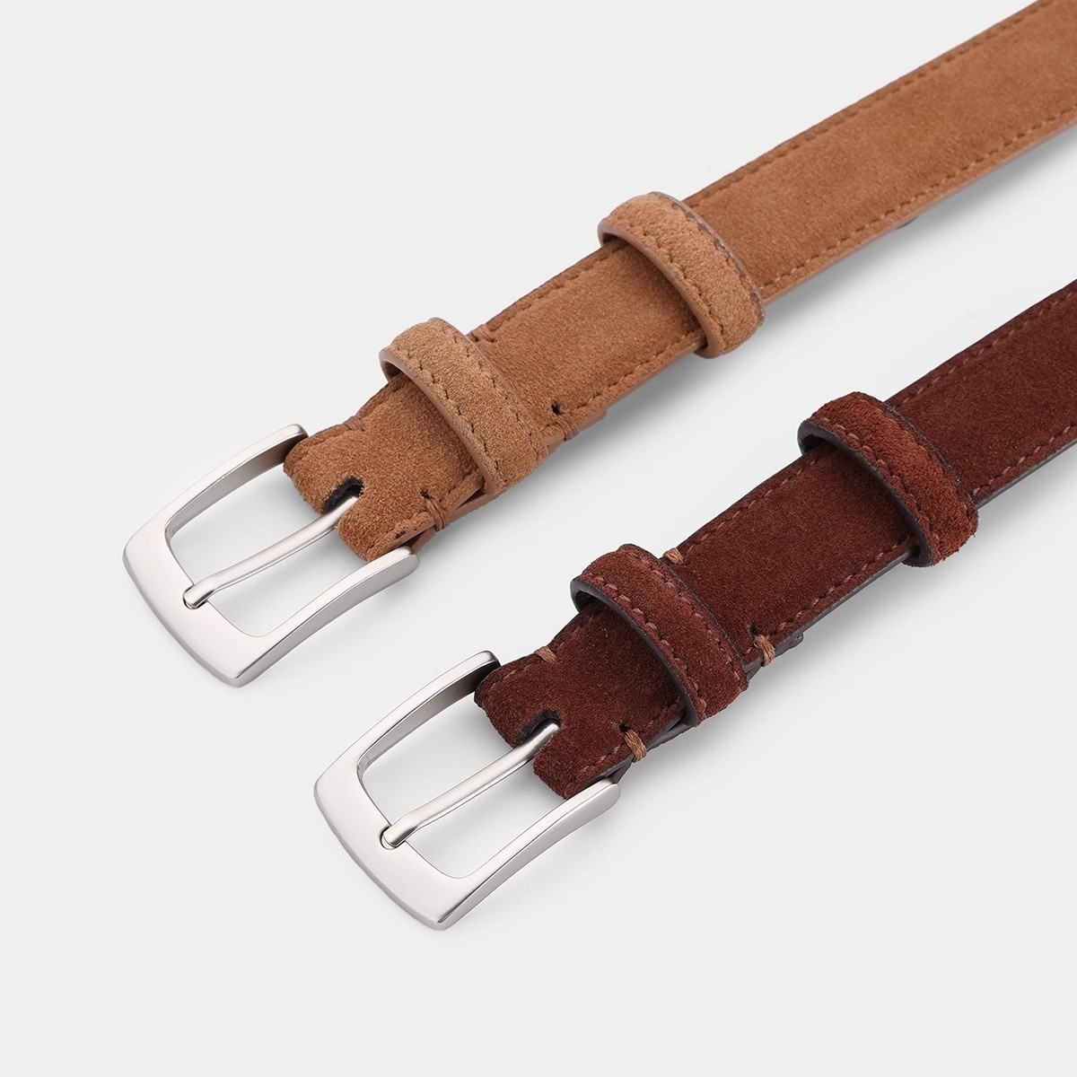 Retro Pin Buckle Suede Cowhide Belt