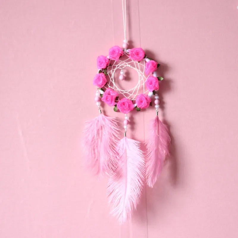 Women's Dreamcatcher Wind Chimes Room Decorative Pink