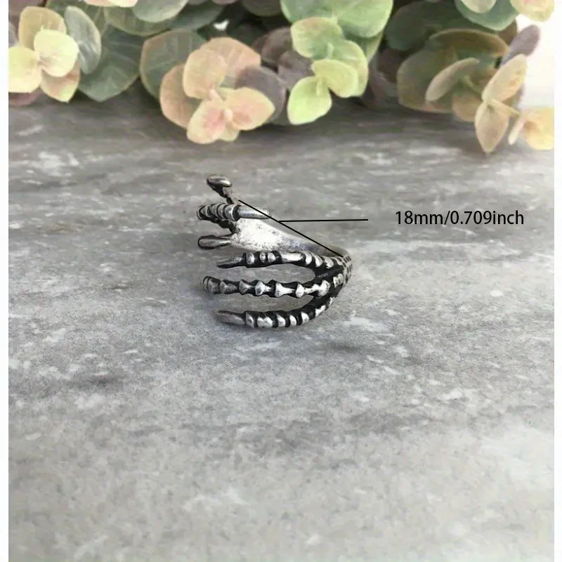 Adjustable Gothic Dragon Claw Ring  Fierce Fashion for Bold Spirits