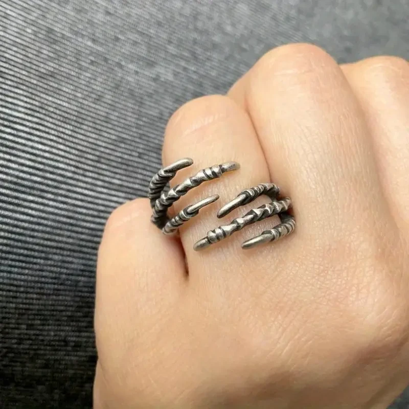 Adjustable Gothic Dragon Claw Ring Fierce Fashion for Bold Spirits