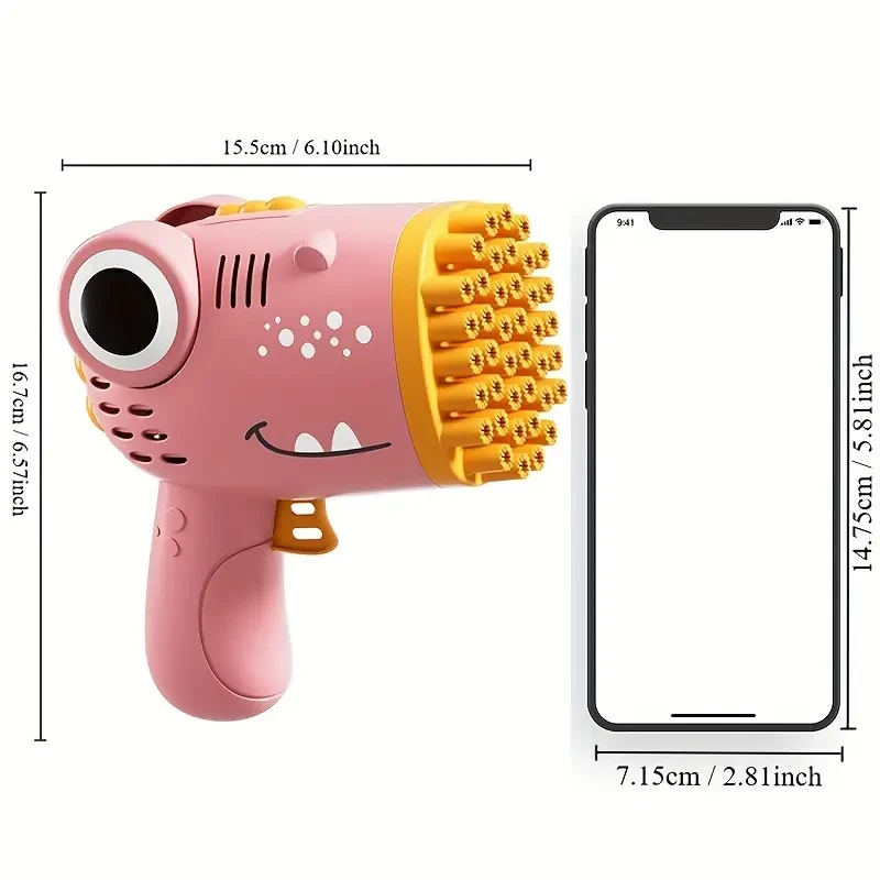 40-Hole Automatic Handheld Dinosaur Bubble Machine - Gatling Multi-Hole Bubble Maker for Weddings, Halloween & Christmas Gifts