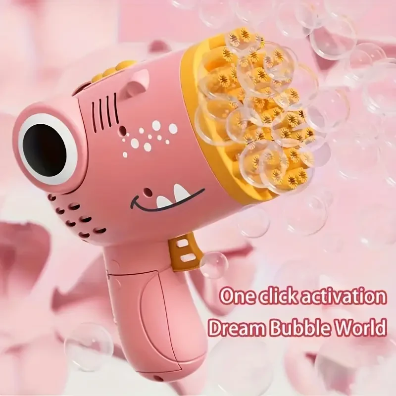 40-Hole Automatic Handheld Dinosaur Bubble Machine - Gatling Multi-Hole Bubble Maker for Weddings, Halloween & Christmas Gifts