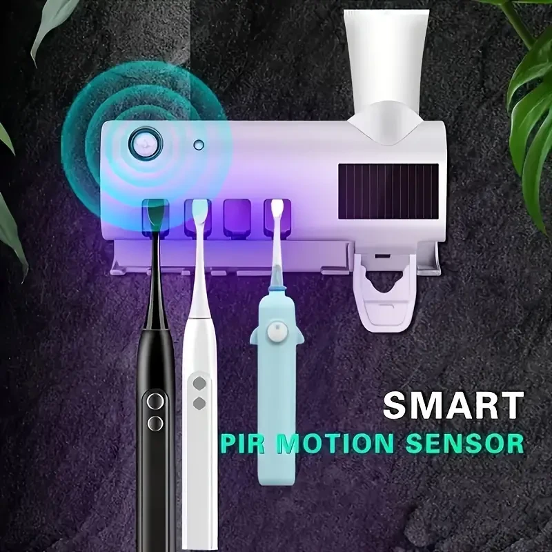 UV-Clean Toothbrush Guardian - Automatic Toothbrush Sanitizer with PIR Motion Sensor, Photocatalyst Sterilizer, Wall-Mounted Design for Germ-Free Oral Care