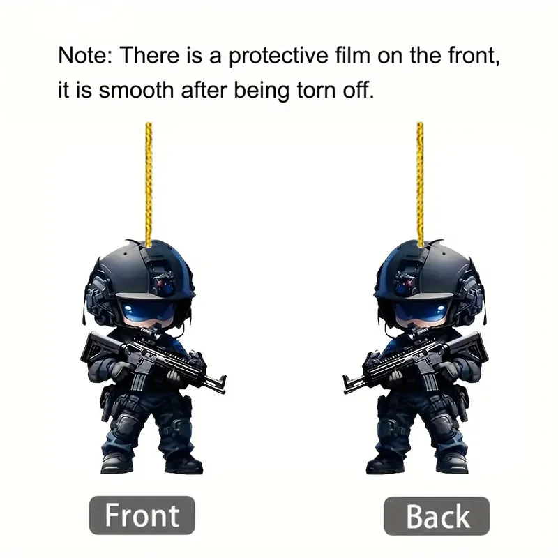 6pcs Cartoon Special Forces Acrylic Keychain Set - 2D Military Charms for Cars, Phones, & Bags