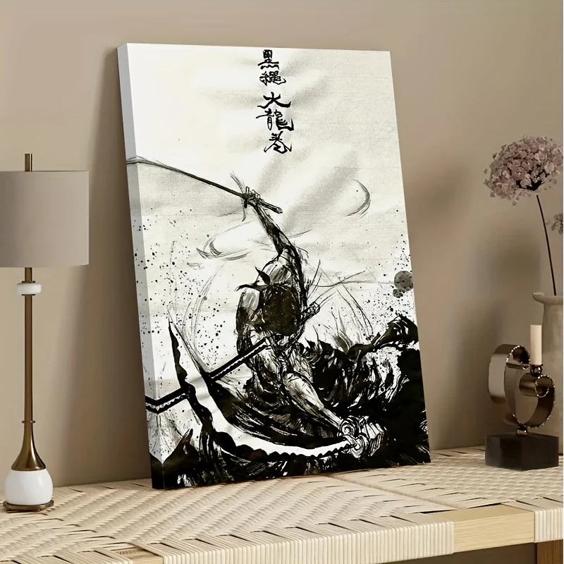 Canvas Print Poster with Wooden Frame Featuring Anime Zoro Art Premium Gallery-Wrapped Canvas Decor