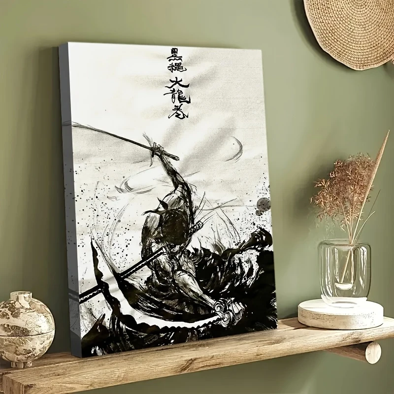 Canvas Print Poster with Wooden Frame Featuring Anime Zoro Art  Premium Gallery-Wrapped Canvas Decor